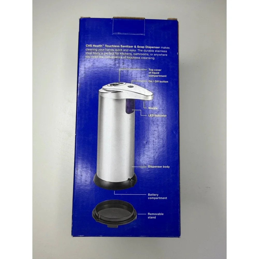 CVS Health Automatic Touchless Sanitizer & Soap Dispenser Stainless Steel 220mL